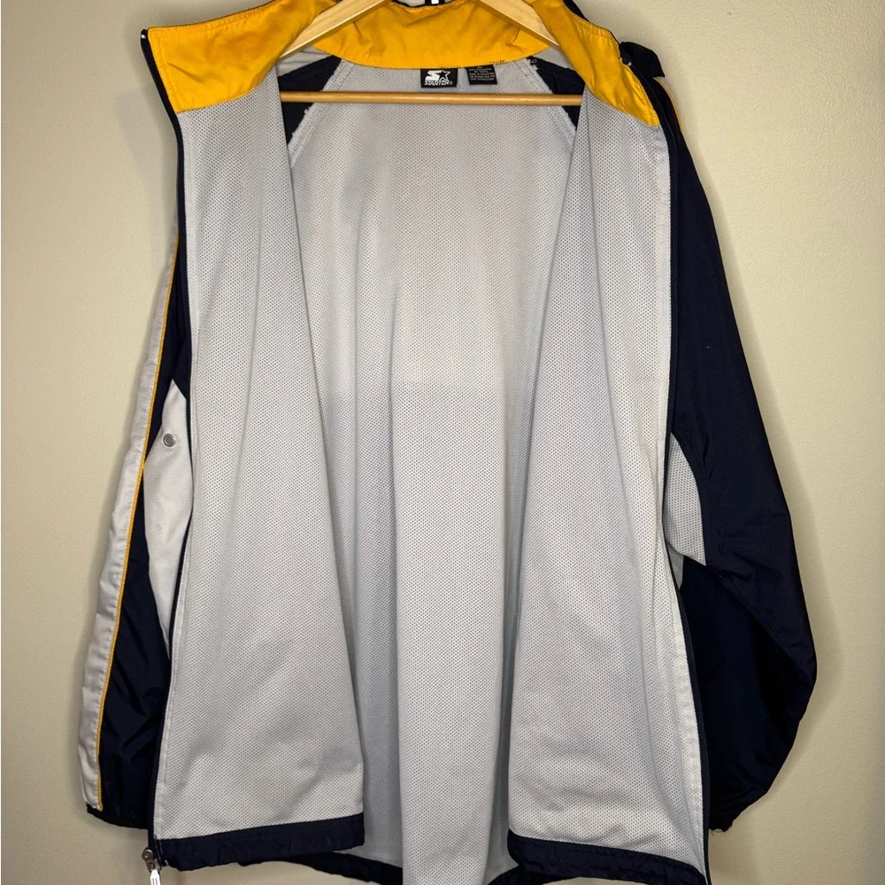 Vintage STARTER Navy and Bright Yellow Jacket with Gray Interior